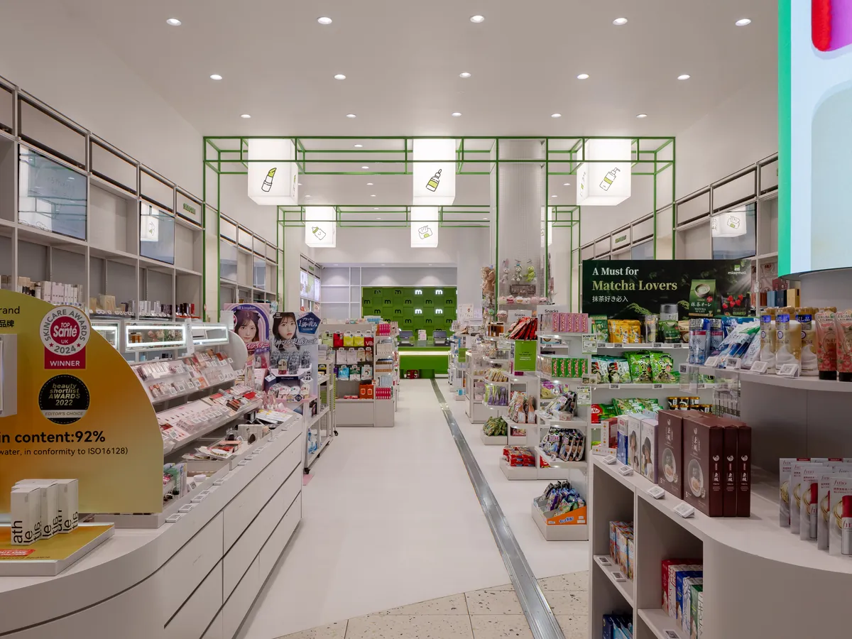 A brand feature counter and aisles inside MiauMall The Glen